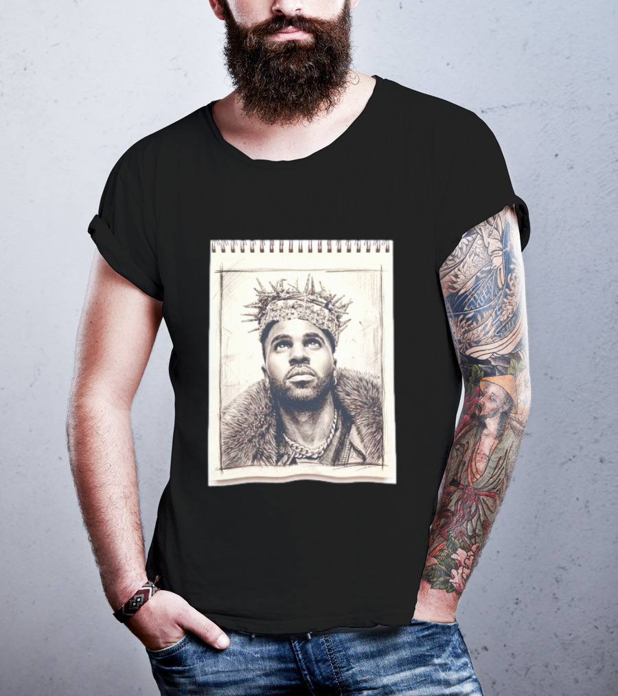 The Big Jason Derulo Sketchbook Crown Fur Chain T-Shirt