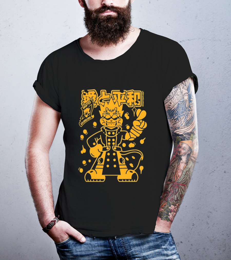 Vash The Stampede Trigun Love And Peace Japanese Text Anime T-Shirt