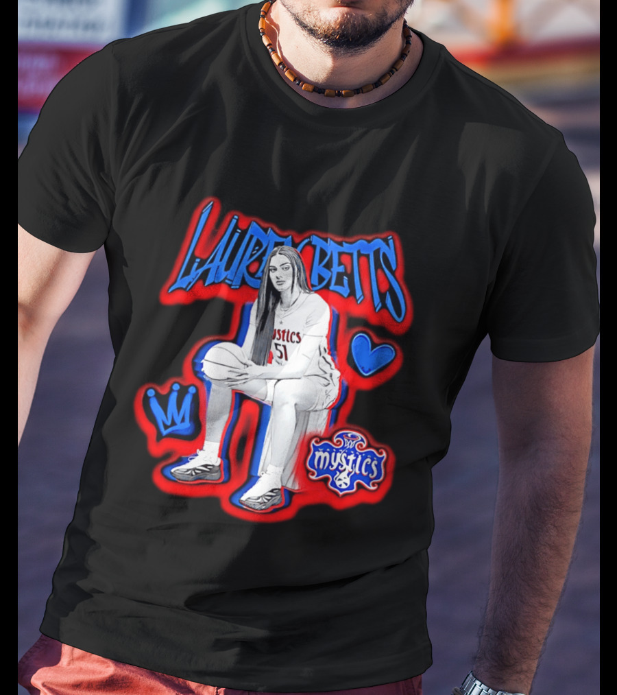 Lauren Betts Washington Mystics Basketball No. 51 Mystics Logo And Heart T-Shirt