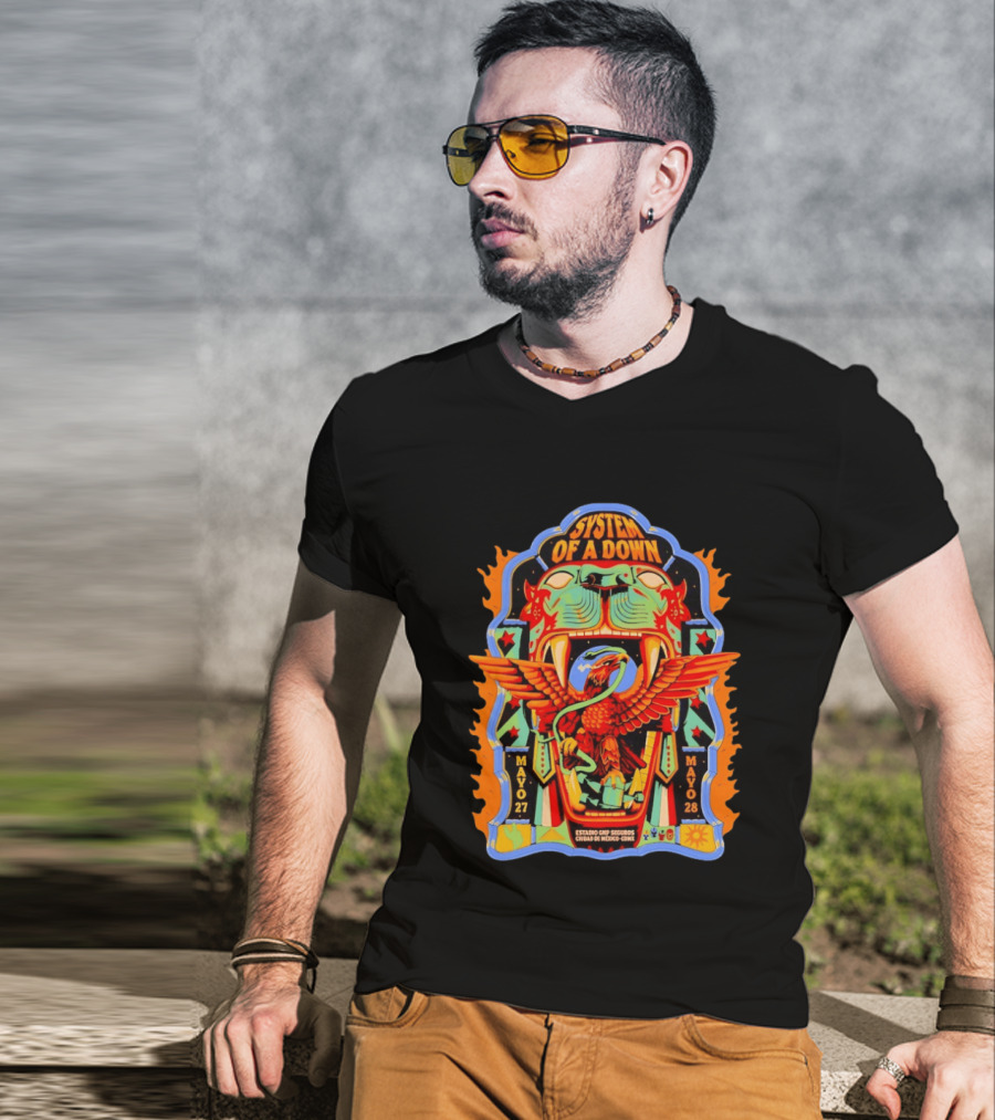 System Of A Down Estadio GNP Seguros Ciudad De Mexico May 27 28 2026 Eagle And Jaguar T-Shirt