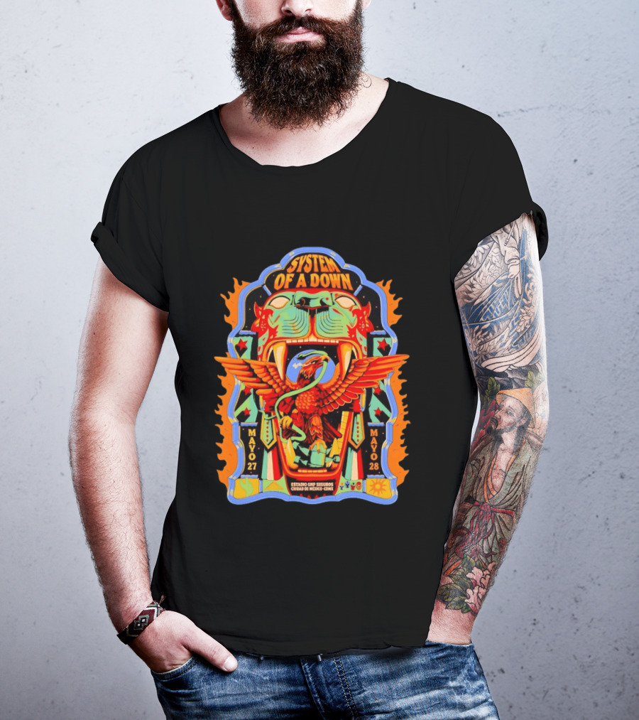 System Of A Down Estadio GNP Seguros Ciudad De Mexico May 27 28 2026 Eagle And Jaguar T-Shirt