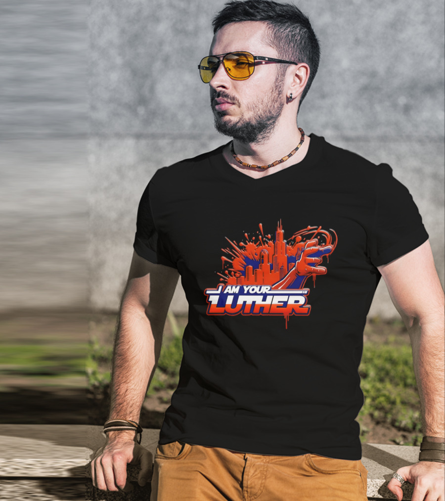 Chicago Bears I Am Your Luther Paint Tower Hand T-Shirt