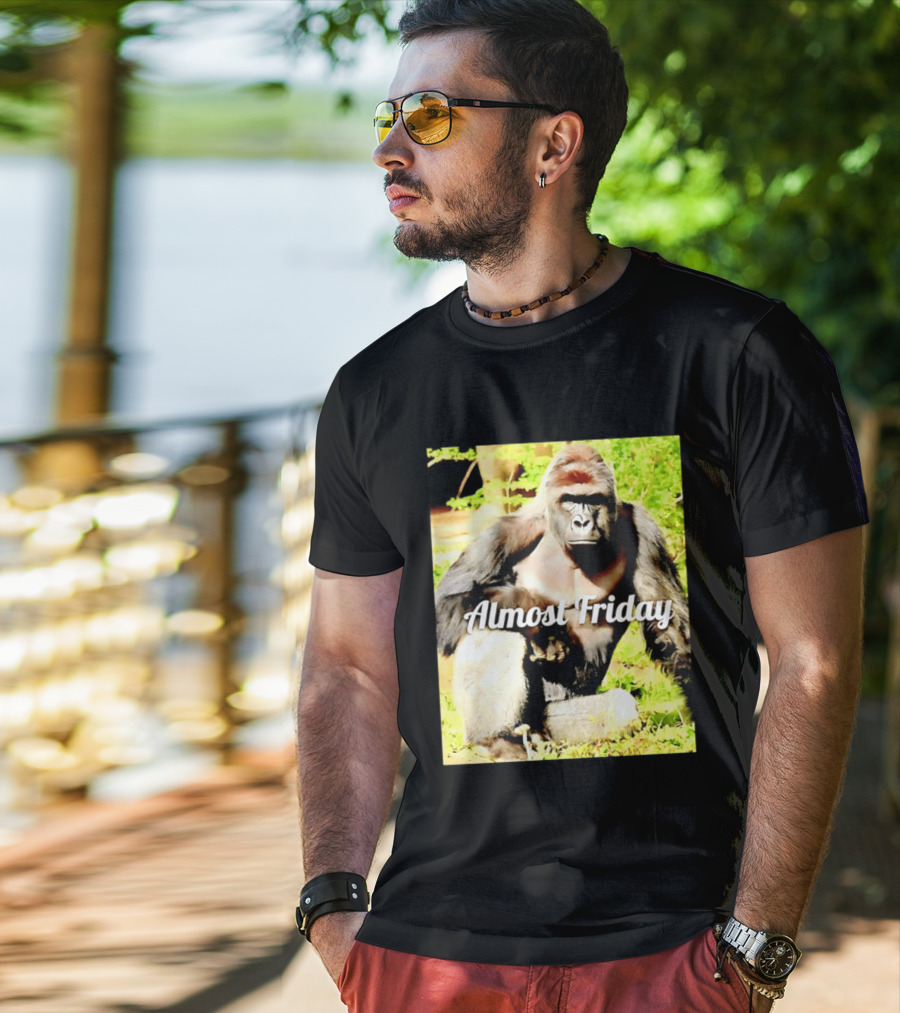 Almost Friday Gorilla Relaxing In Nature T-Shirt