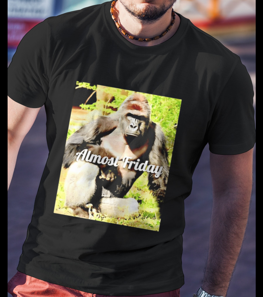 Almost Friday Gorilla Relaxing In Nature T-Shirt
