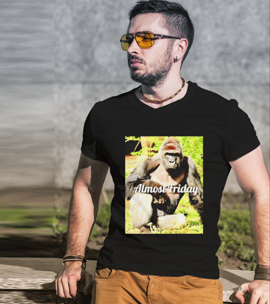 Almost Friday Gorilla Relaxing In Nature T-Shirt