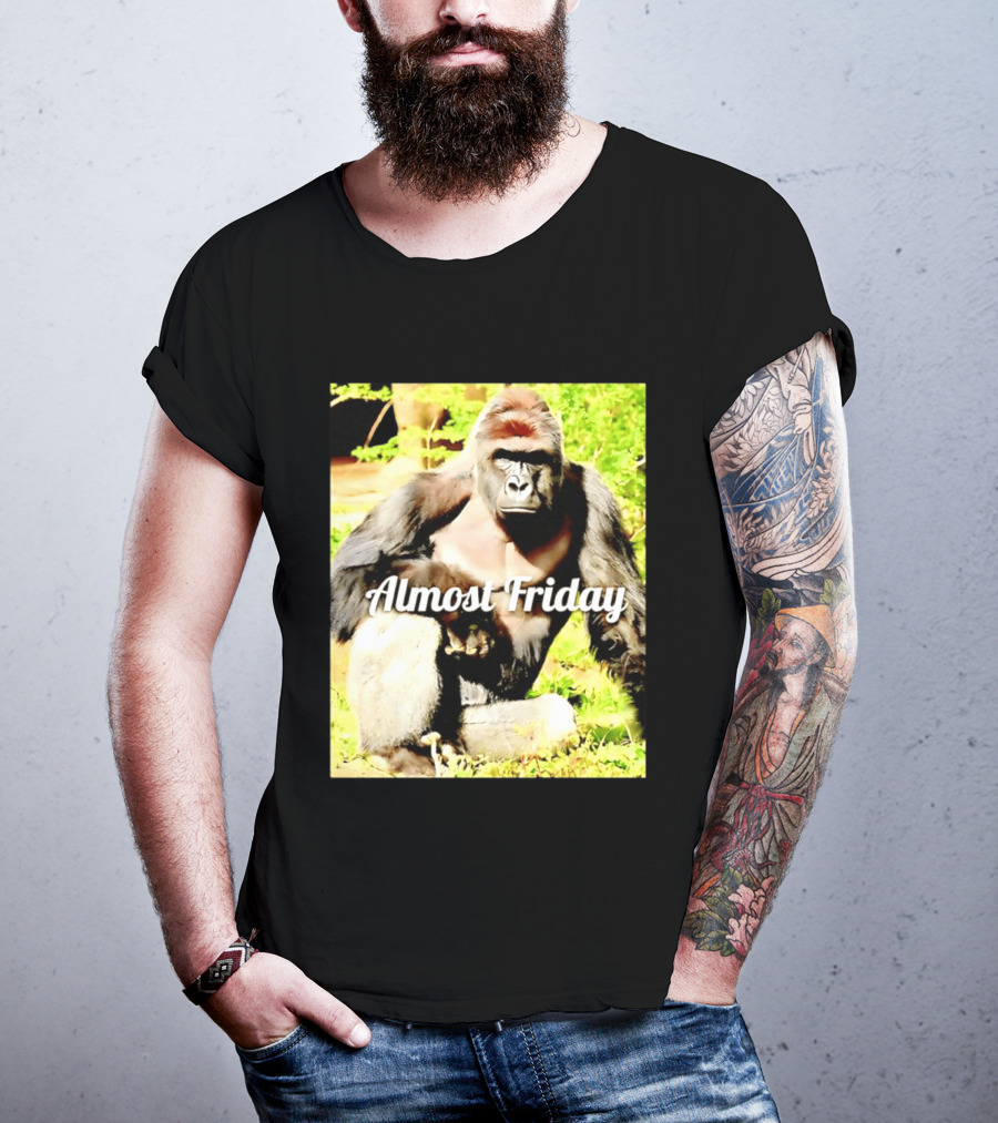 Almost Friday Gorilla Relaxing In Nature T-Shirt