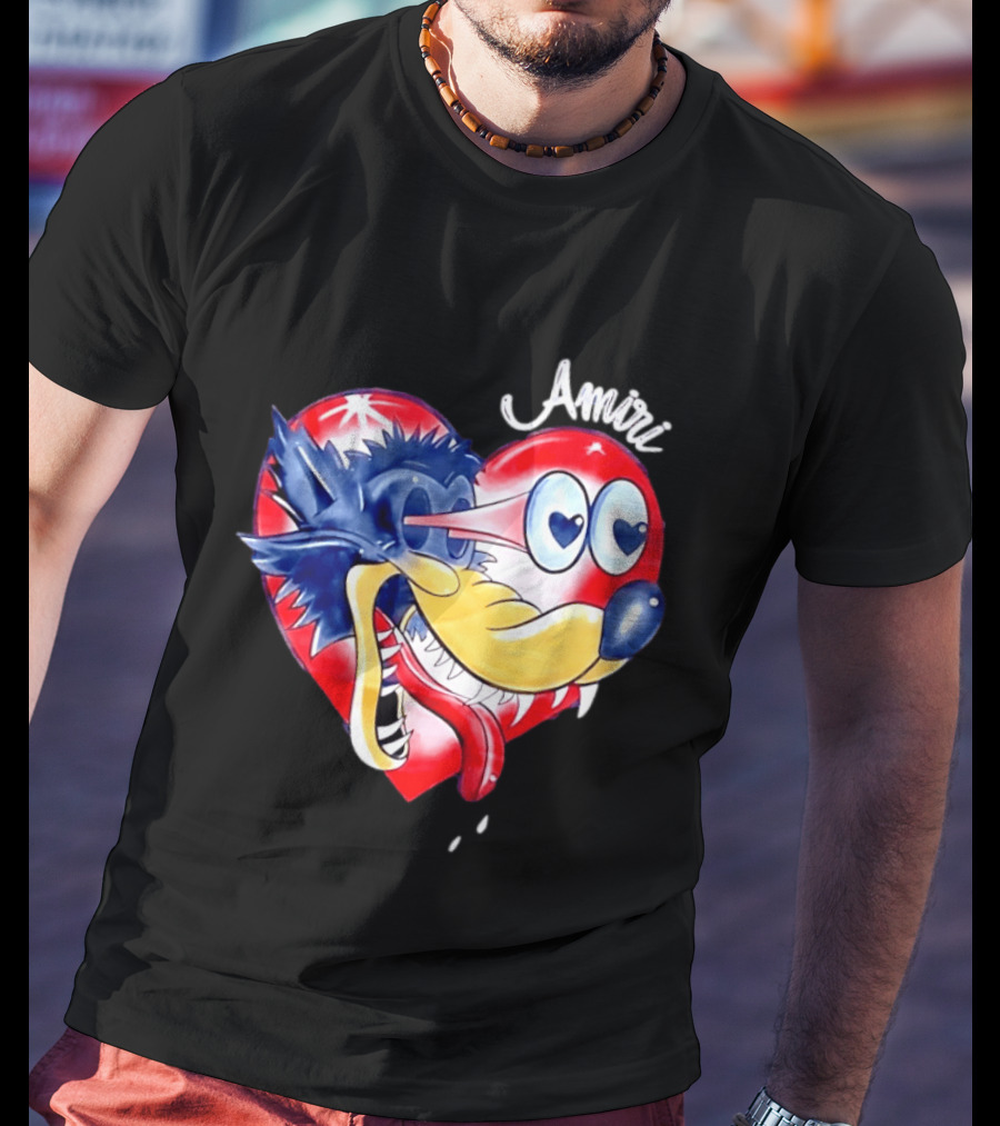 Heart Wolf Amiri Iconic Pop Art Style Fusion T-Shirt