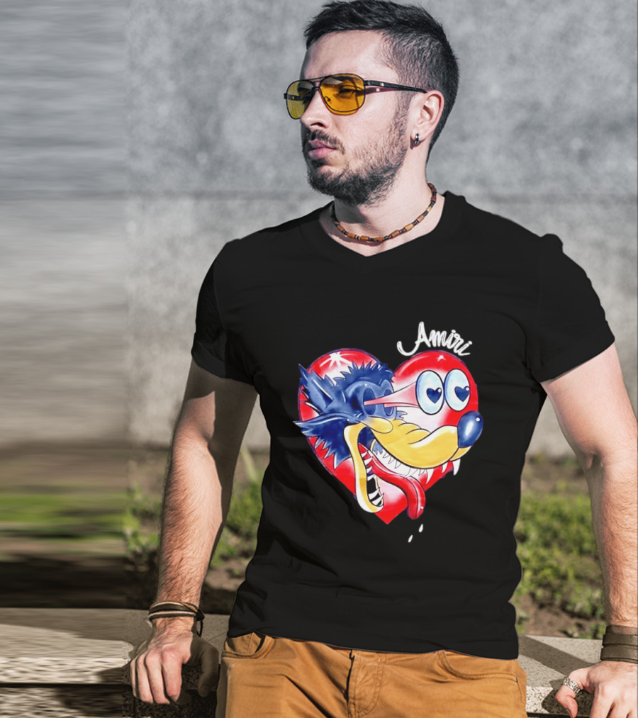 Heart Wolf Amiri Iconic Pop Art Style Fusion T-Shirt