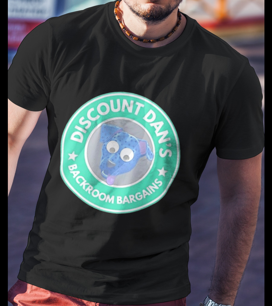 Discount Dan's Backroom Bargains Dog Face Circular T-Shirt