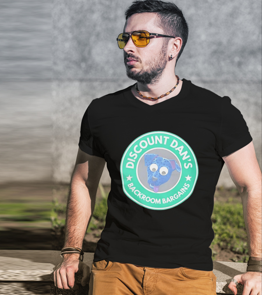 Discount Dan's Backroom Bargains Dog Face Circular T-Shirt