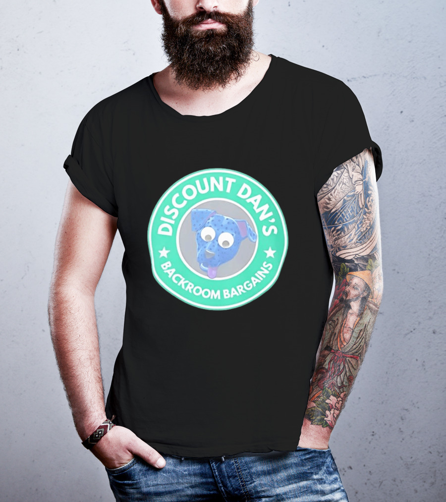 Discount Dan's Backroom Bargains Dog Face Circular T-Shirt
