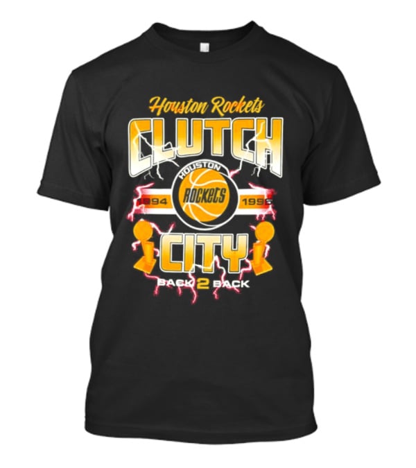 Houston Rockets Clutch City Back 2 Back 1994 1995 Basketball Trophy Champions T-Shirt