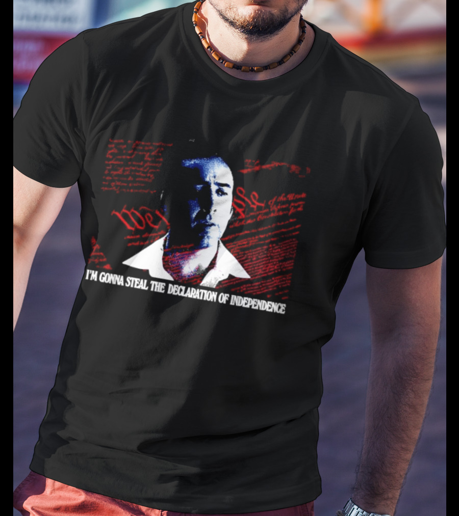 Nicolas Cage I'm Gonna Steal The Declaration Of Independence Face Red White Blue T-Shirt