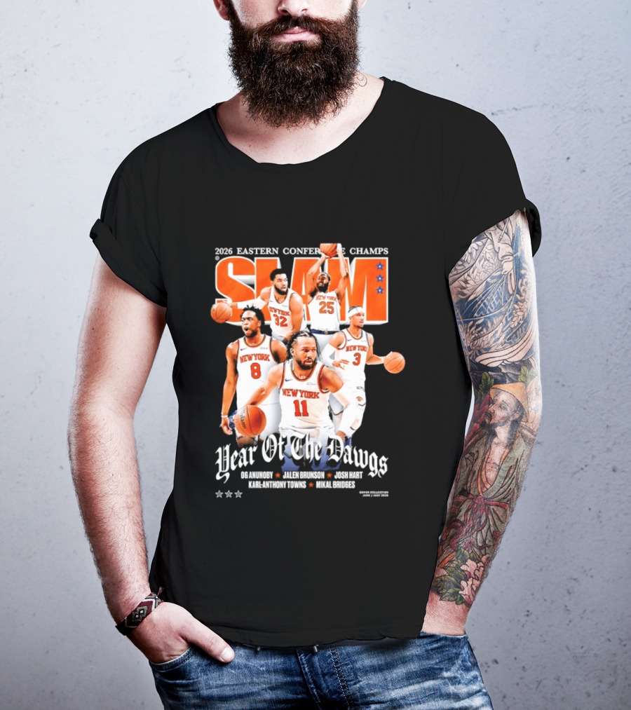 2023 Eastern Conference Champs New York Knicks SLAM Year Of The Dawgs Jalen Brunson Josh Hart Karl Anthony Towns T-Shirt