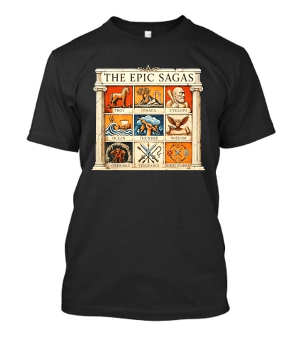 The Epic Sagas Odysseus Trojan War Ocean Thunder Underworld Cyclops Vengeance Heroic Journey T-Shirt