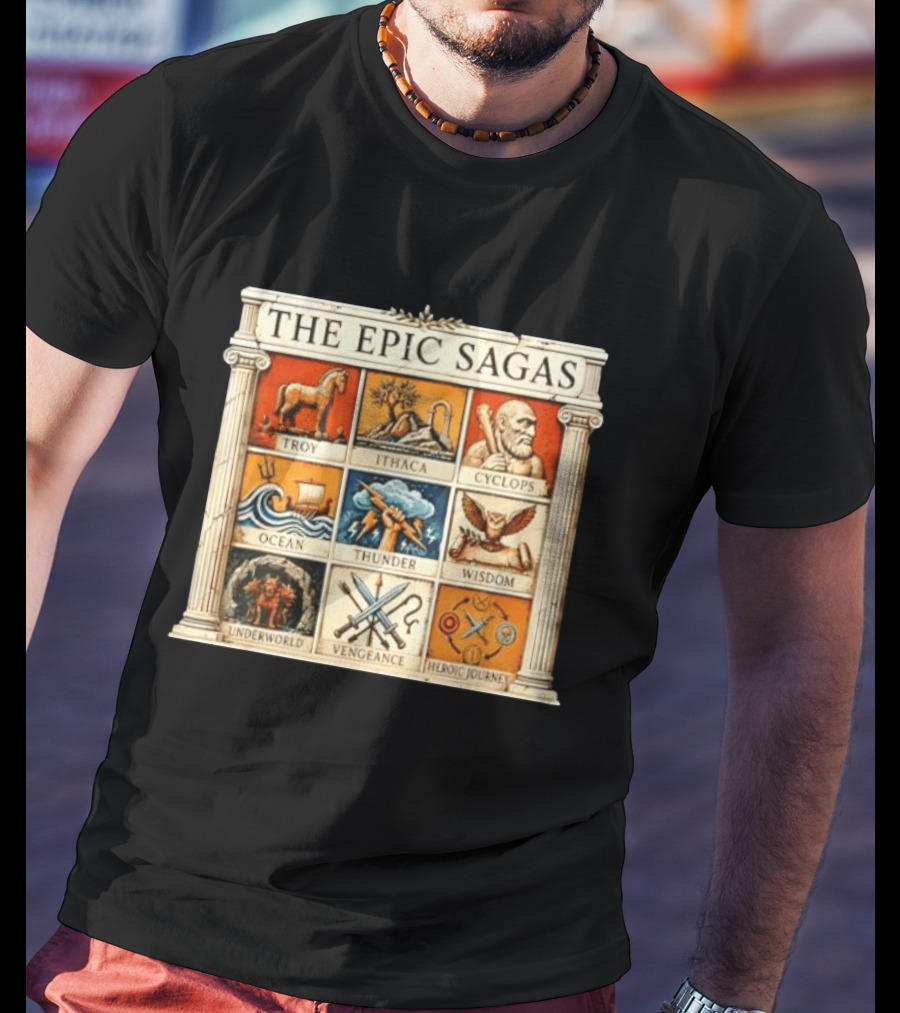 The Epic Sagas Odysseus Trojan War Ocean Thunder Underworld Cyclops Vengeance Heroic Journey T-Shirt