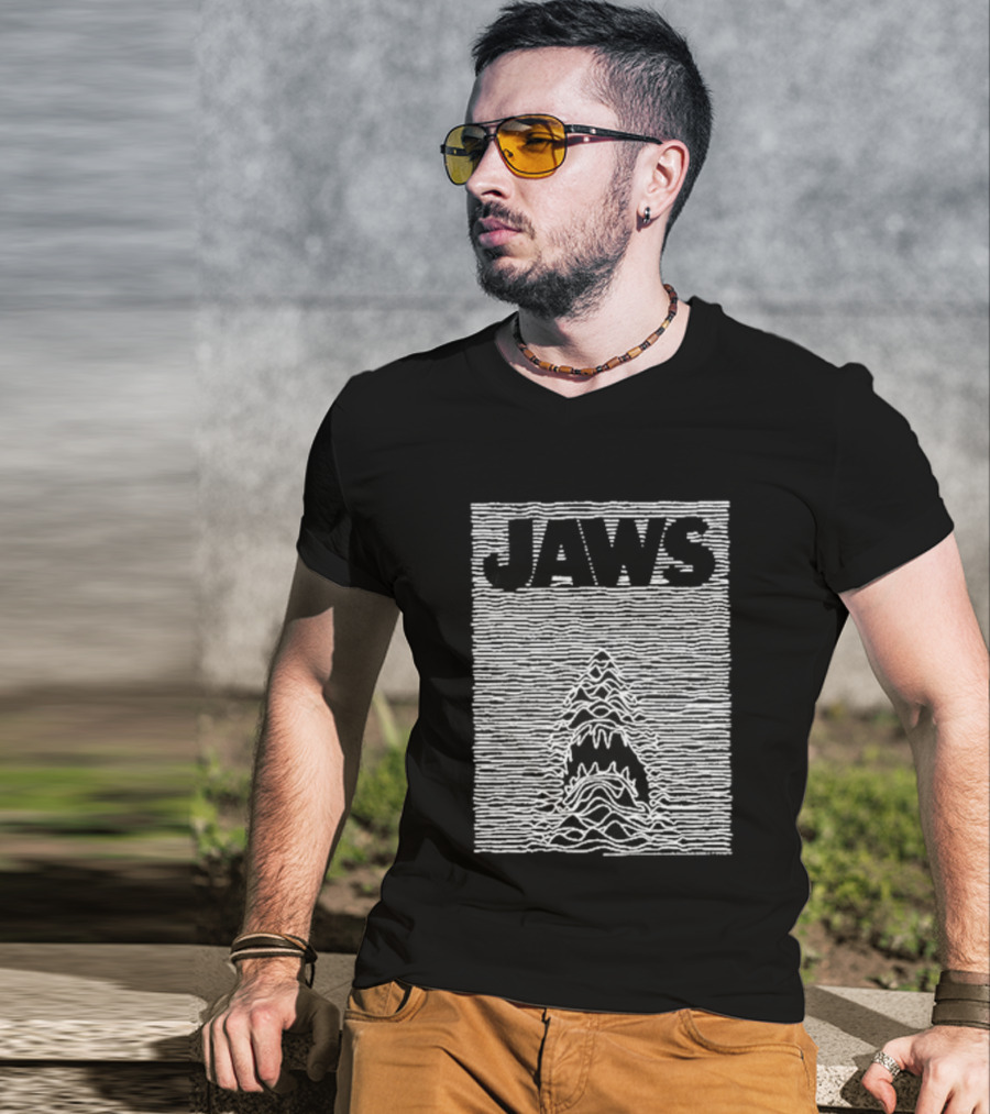 Jaws Unknown Pleasures Album Cover Mashup T-Shirt