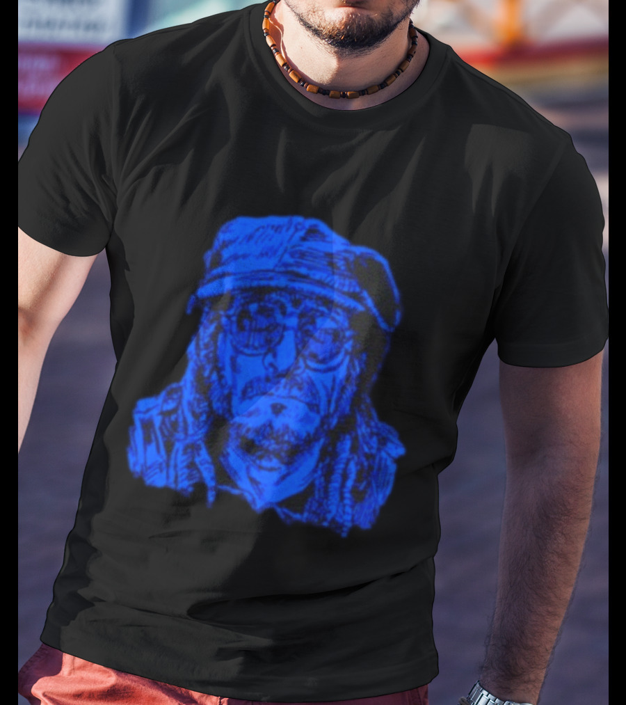 Keith Morris Blue Illustration Iconic Cap And Glasses T-Shirt