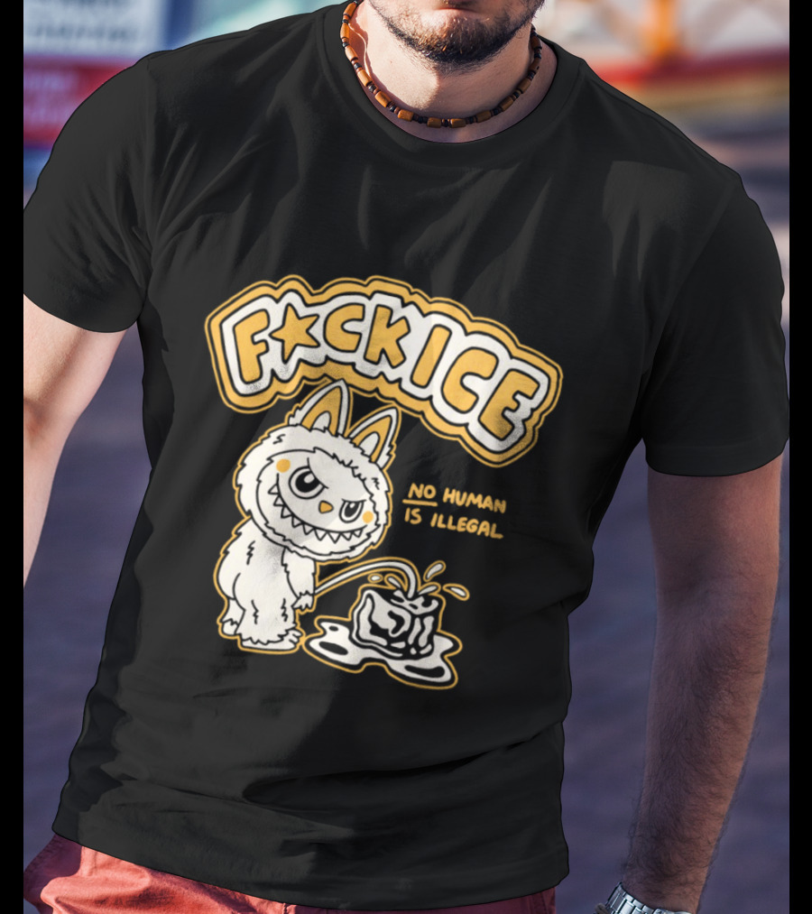 Fck Ice No Human Is Illegal Meme Labubu T-Shirt