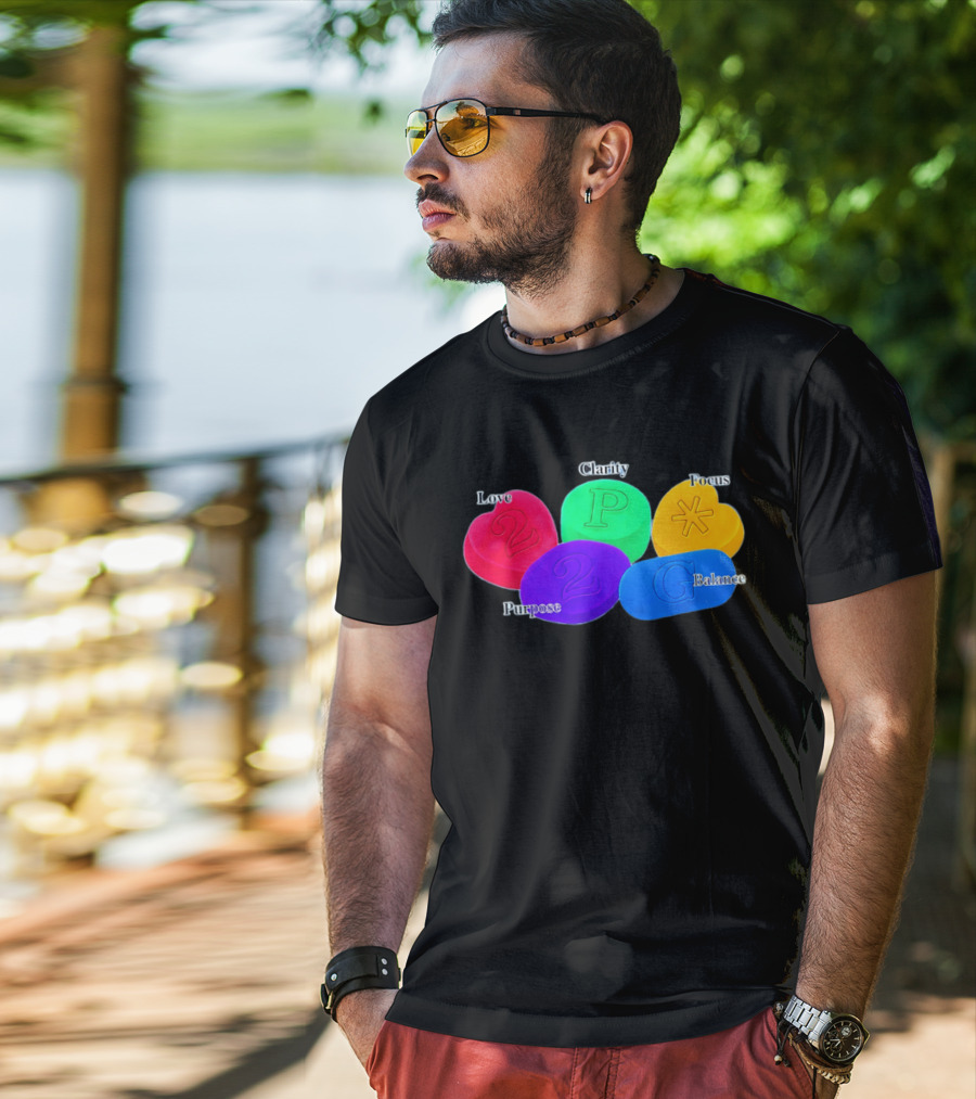 Love Clarity Focus Purpose Balance Colorful Candy Hearts And Shapes T-Shirt