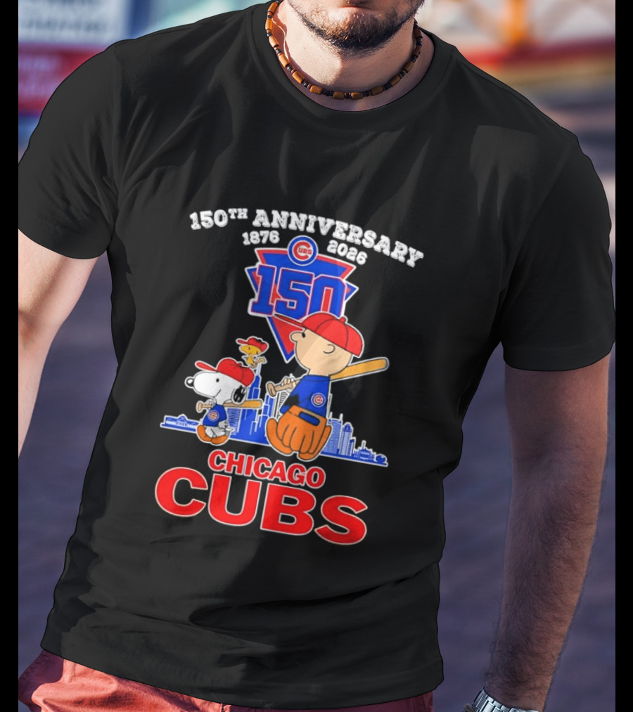 Snoopy Charlie Brown Woodstock Chicago Cubs 150th Anniversary 1876 2026 MLB 150 T-Shirt
