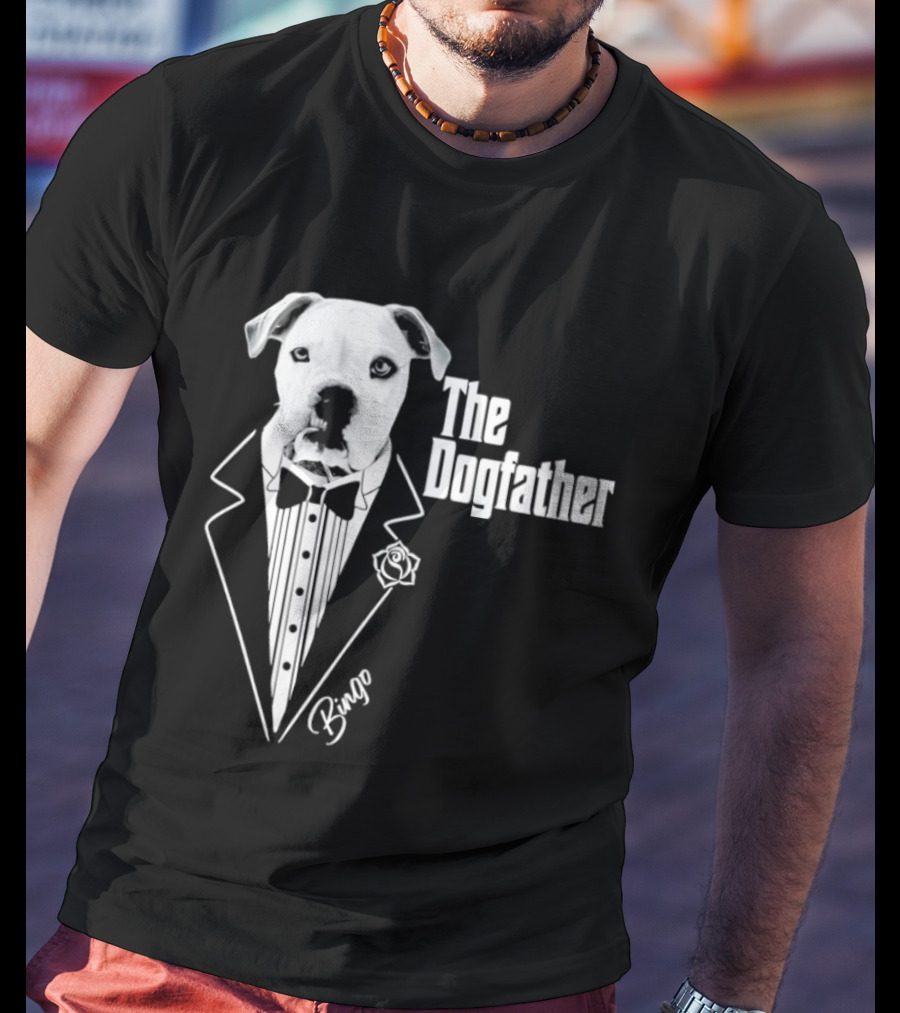 The Dogfather Bingo Tuxedo Bow Tie Rose Godfather Movie Pet Owner T-Shirt