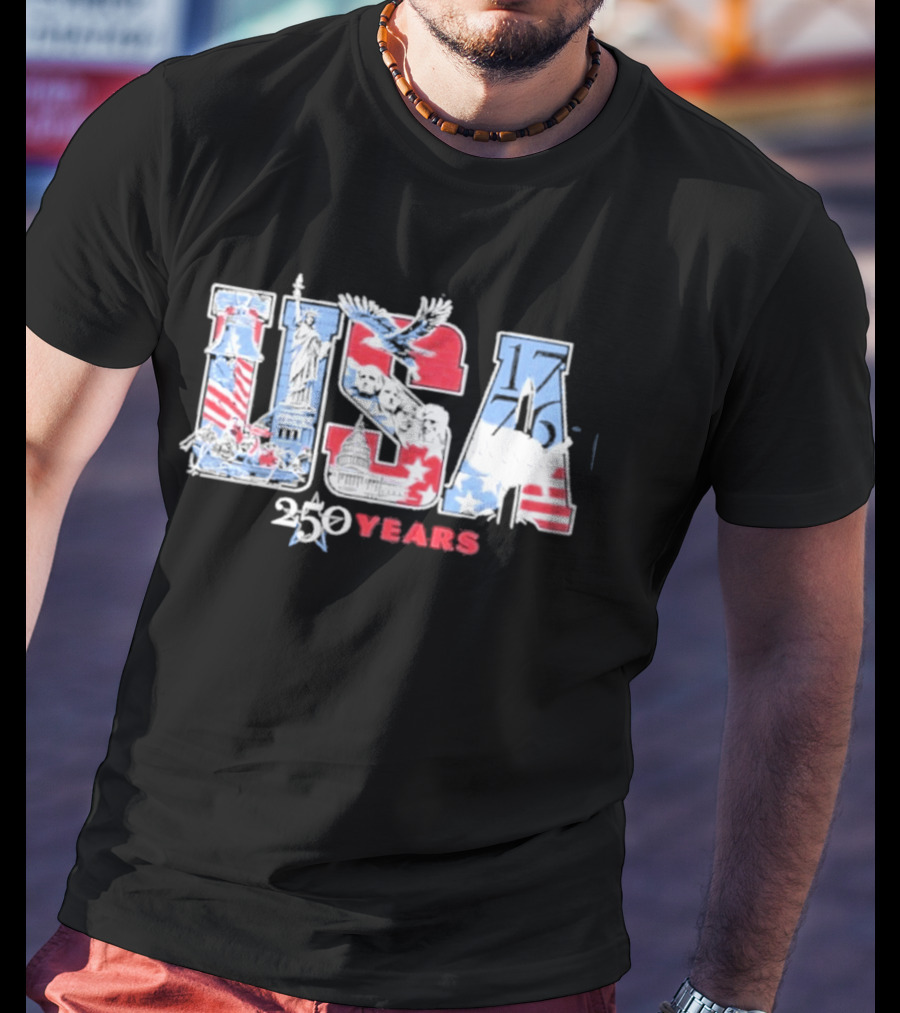 USA 250 Years 1776 2026 American Flag Liberty Eagle T-Shirt