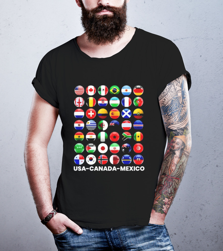 USA Canada Mexico Soccer Tournament All Country Flags United Nations Football Nations T-Shirt