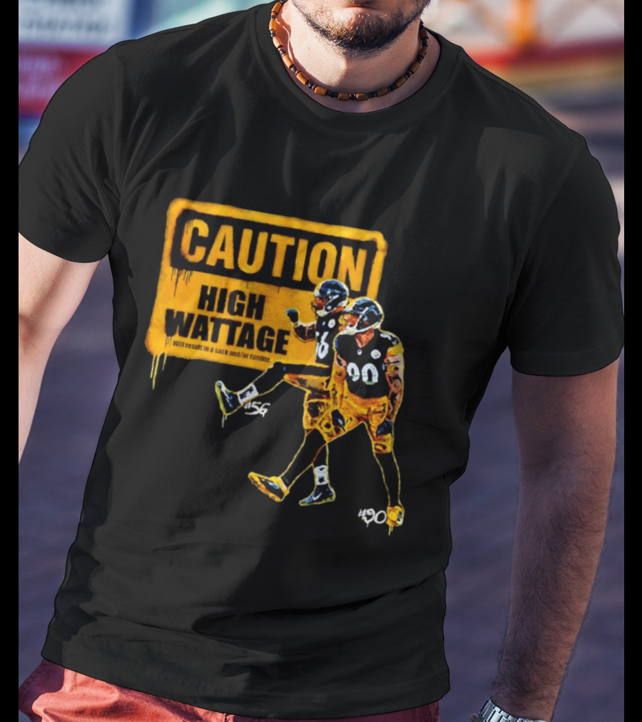 Caution High Wattage Alex Highsmith TJ Watt Pittsburgh Steelers Sack T-Shirt