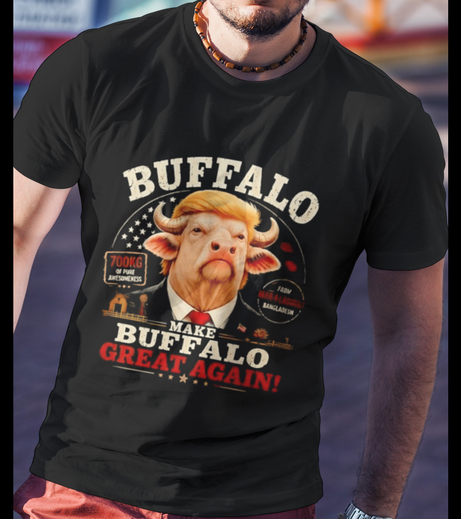 Buffalo Make Buffalo Great Again Funny Graphic With Trump Hair And Star T-Shirt