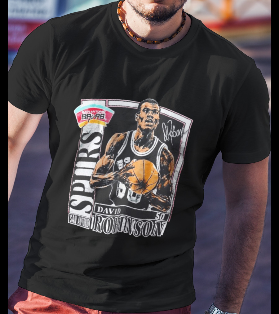 David Robinson San Antonio Spurs 50 Signature 90s Retro Basketball T-Shirt
