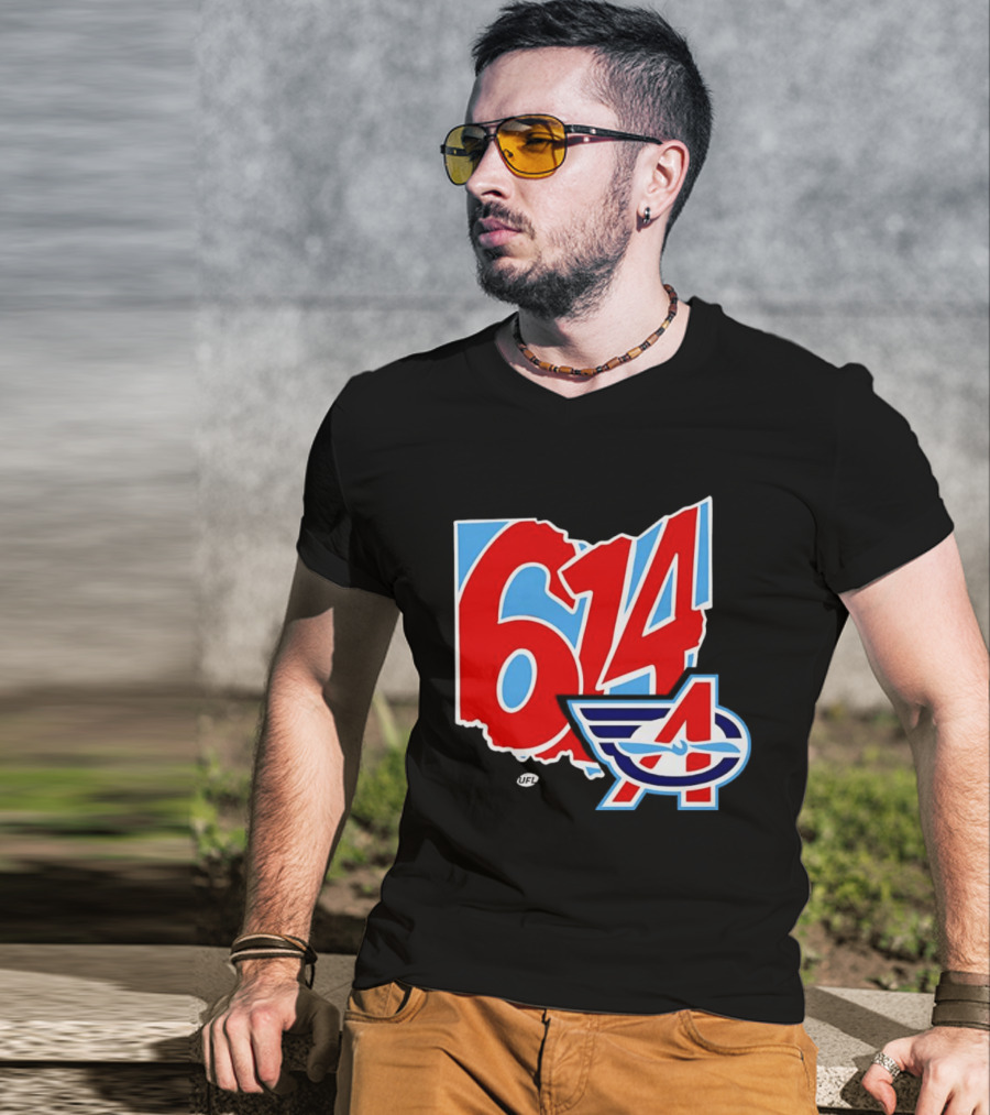 Arlington Renegades Ohio 614 United Football League State Map T-Shirt