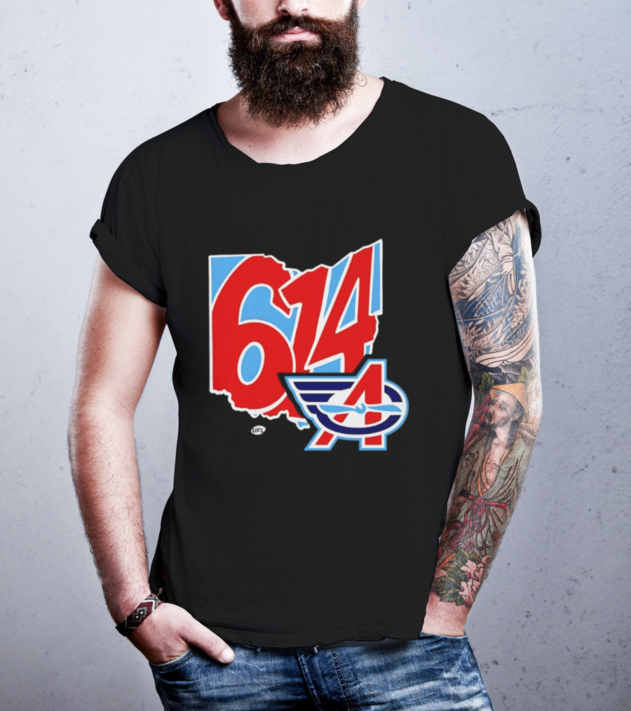 Arlington Renegades Ohio 614 United Football League State Map T-Shirt