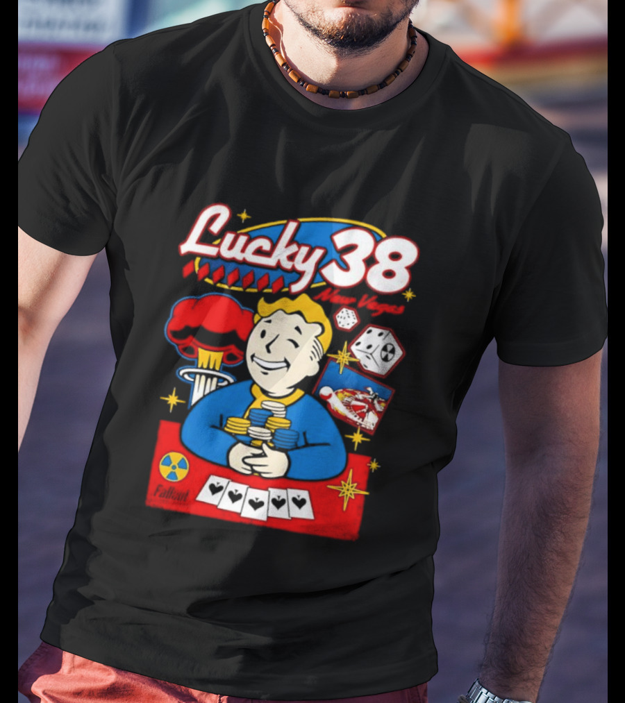 Lucky 38 New Vegas Vault Boy Poker Explosion T-Shirt