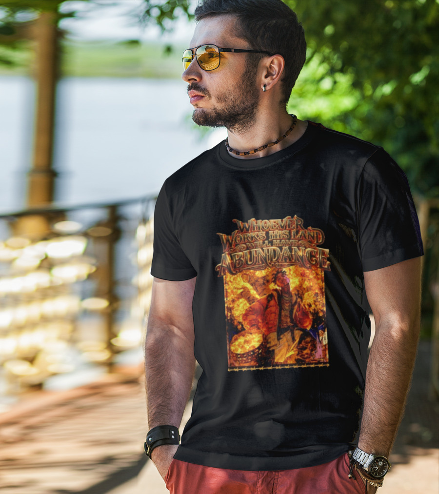 Whoever Works His Land Will Have Abundance Gold Manga T-Shirt