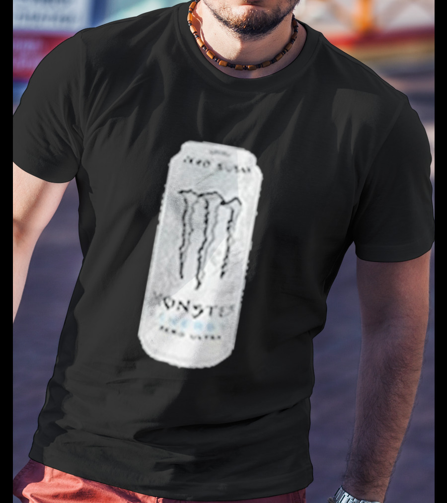 Monster Energy Zero Sugar White Can Patch T-Shirt