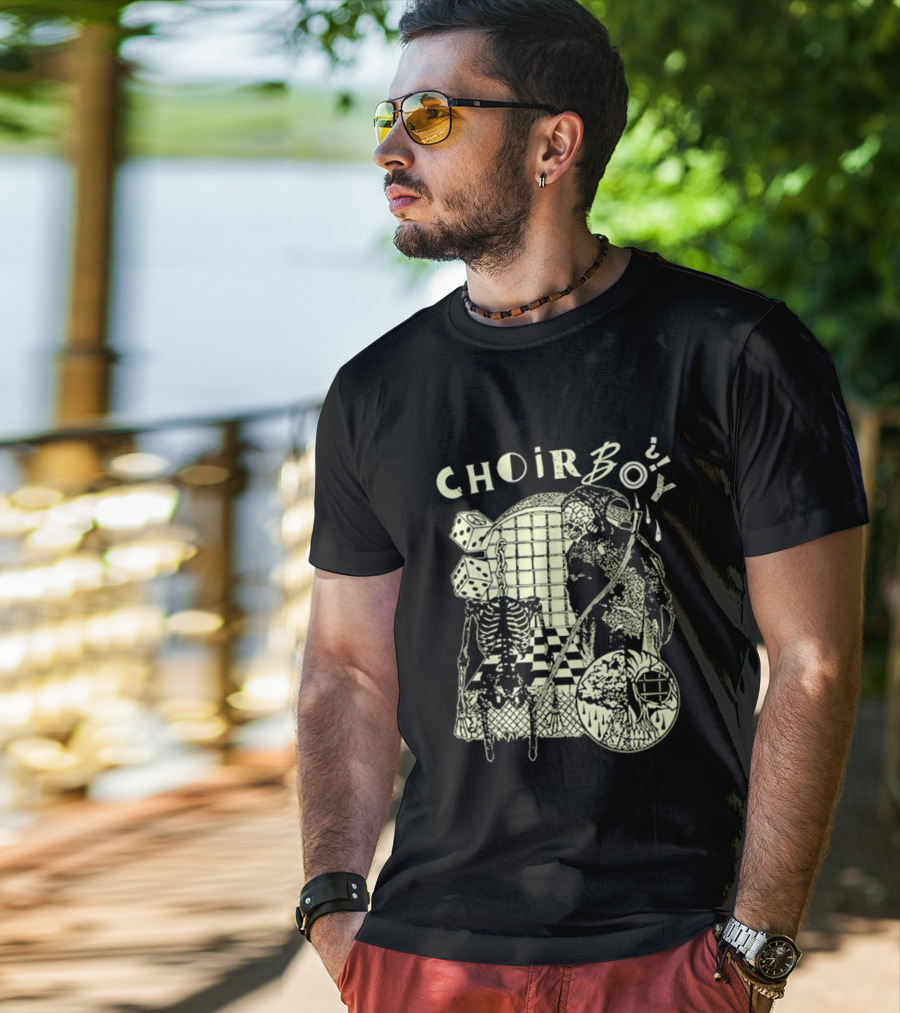 Choir Boy Reaper Skeleton Chessboard T-Shirt