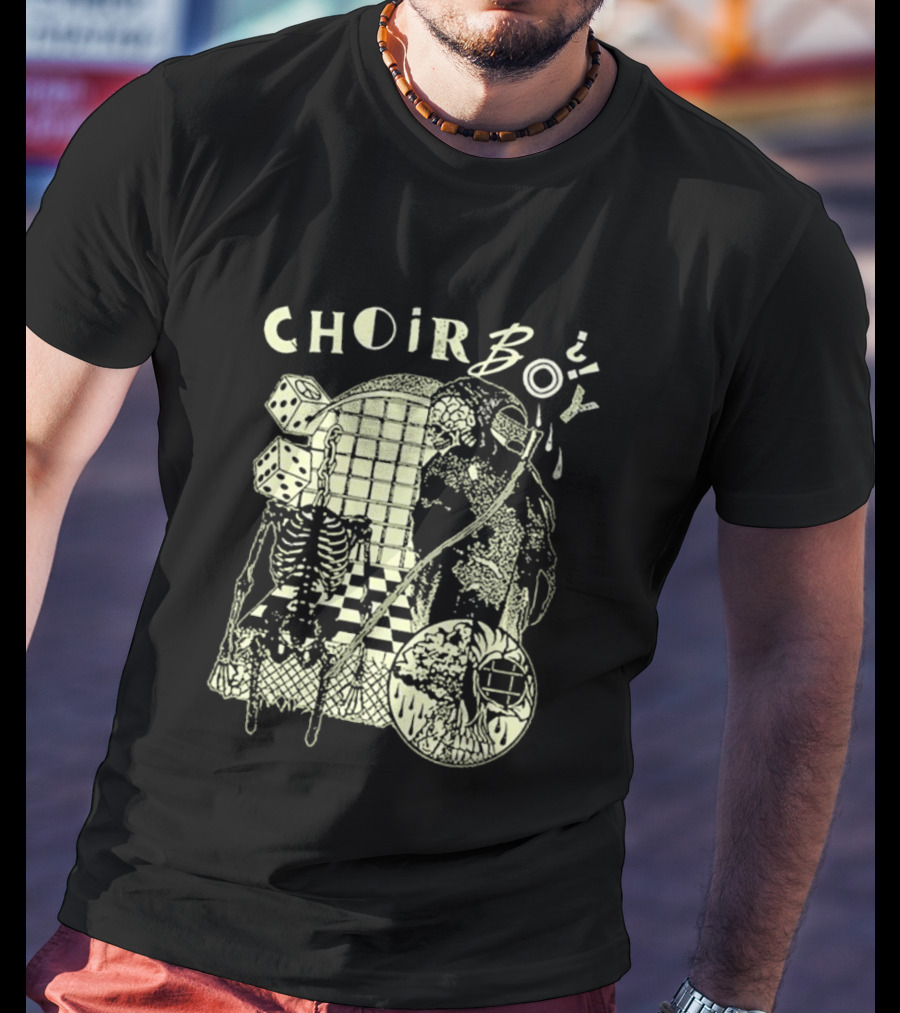 Choir Boy Reaper Skeleton Chessboard T-Shirt
