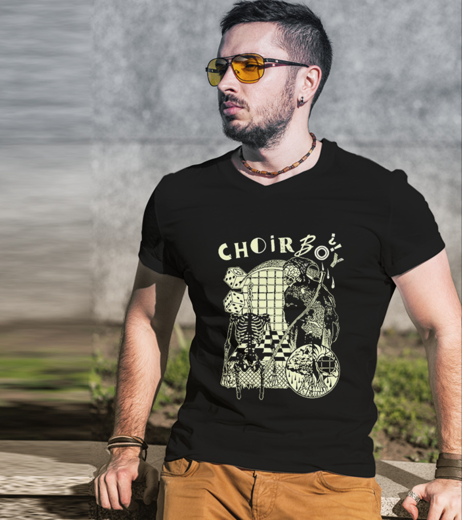 Choir Boy Reaper Skeleton Chessboard T-Shirt