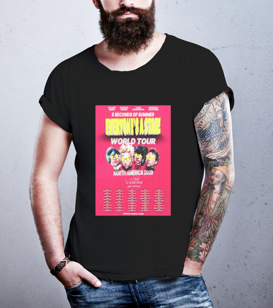 5 Seconds Of Summer Everyone's A Star World Tour North America 2026 Haiden Henderson T-Shirt