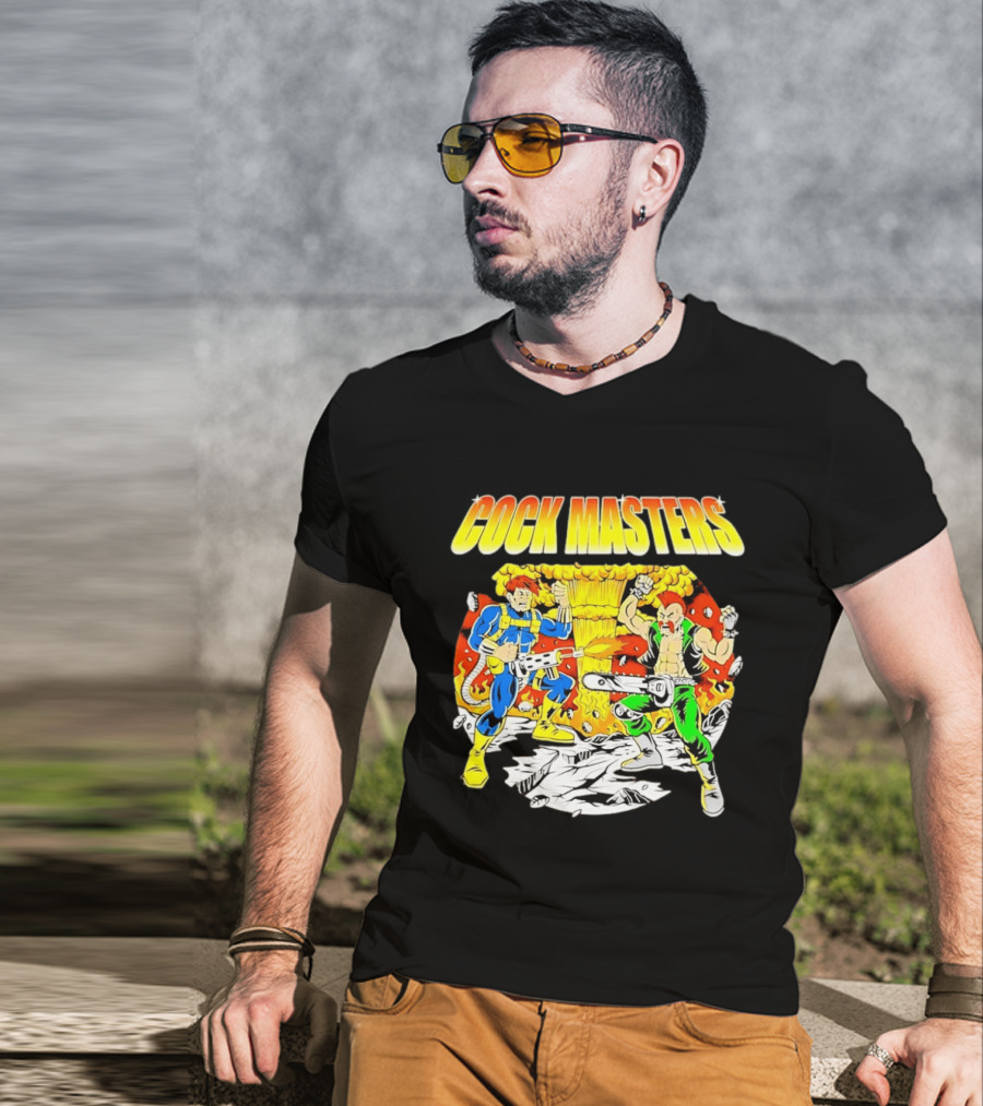 Cock Masters Cartoon Characters With Classic Action Pose T-Shirt