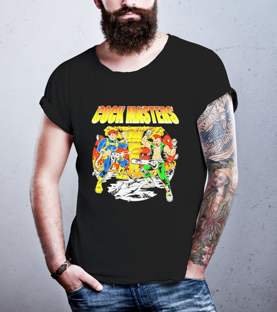 Cock Masters Cartoon Characters With Classic Action Pose T-Shirt