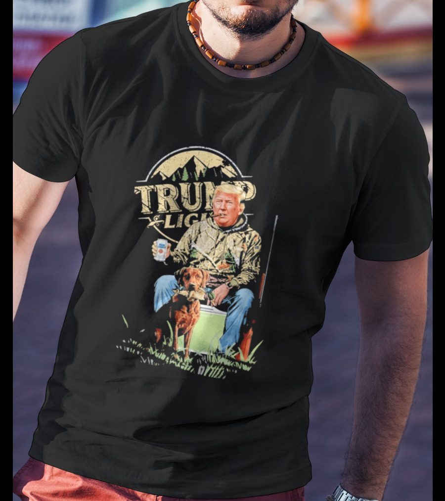 Trump Light Countryside Hunting With Dog And Beer T-Shirt
