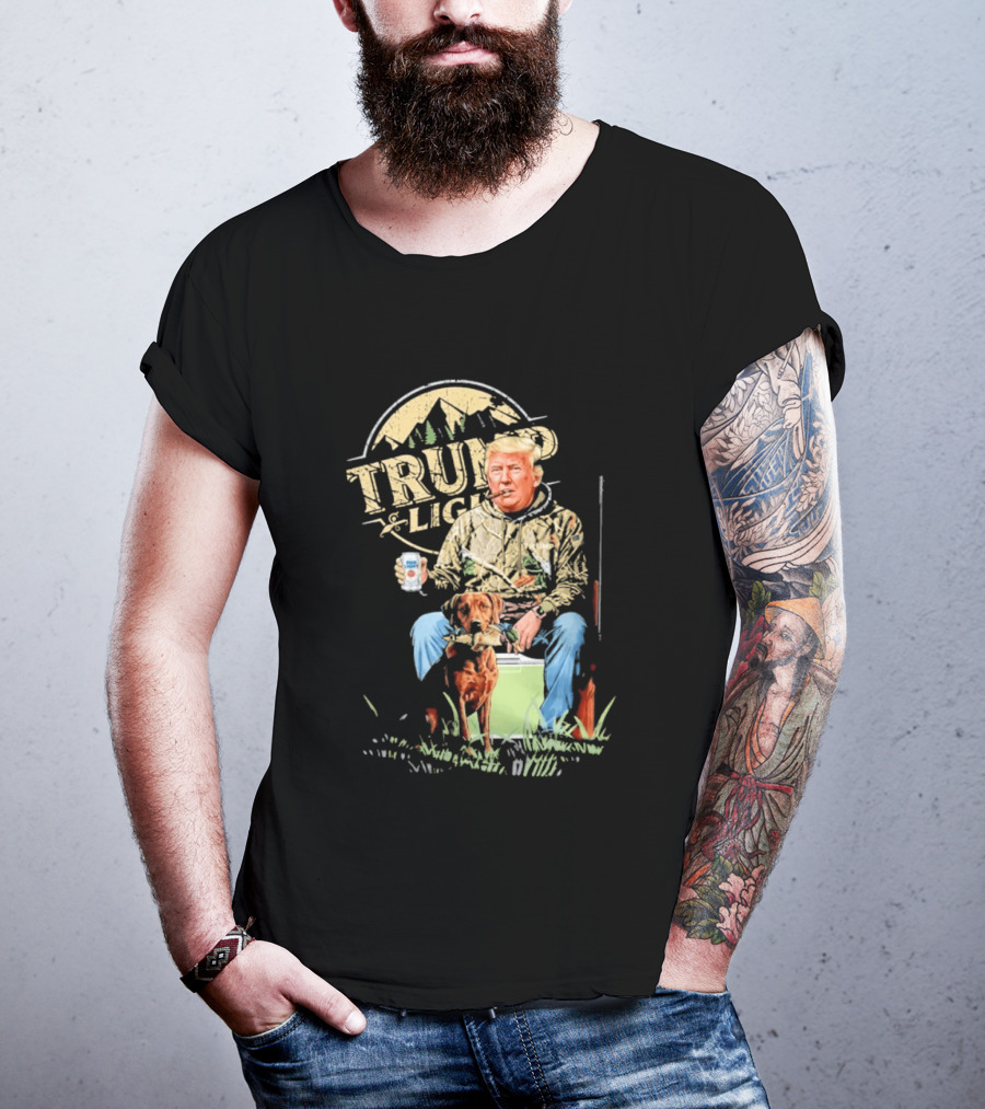 Trump Light Countryside Hunting With Dog And Beer T-Shirt