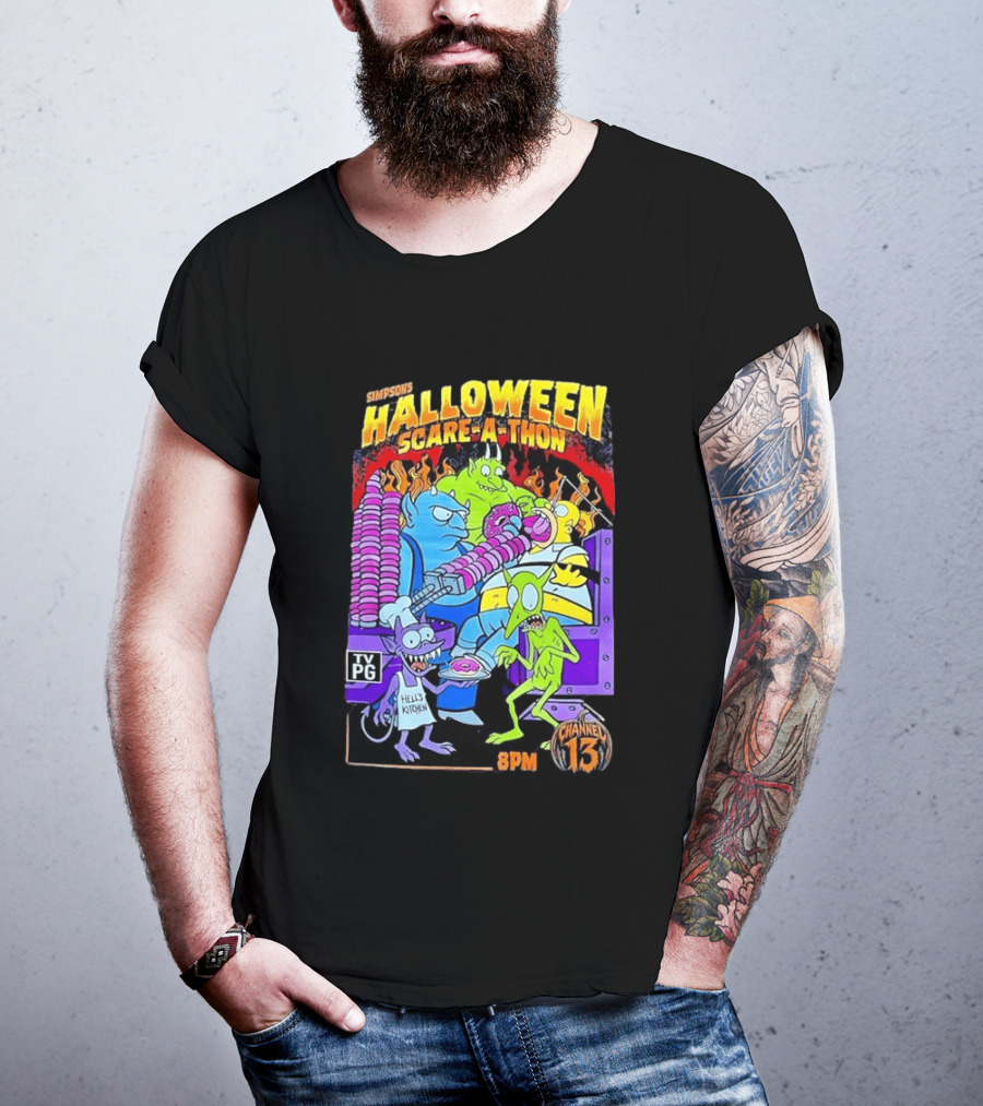 Simpsons Halloween Scare A Thon TV PG 8PM Channel 13 Hell's Kitchen Monsters And Aliens T-Shirt