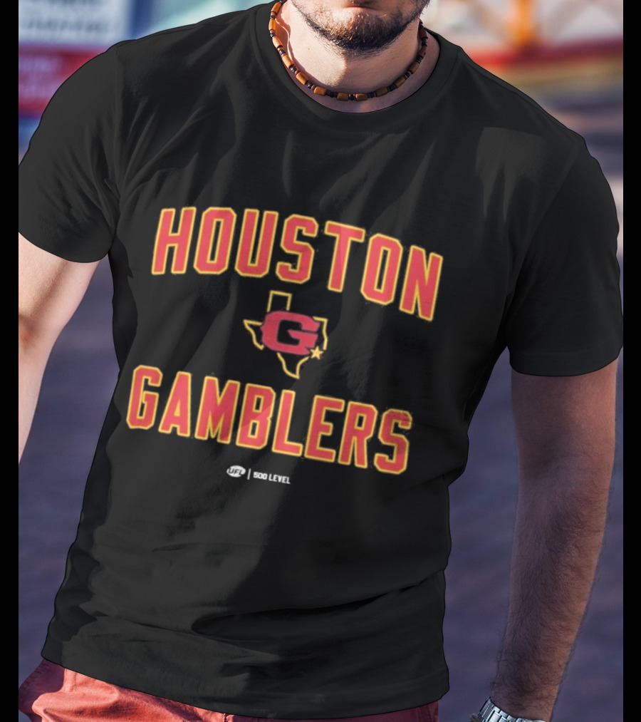 Houston Gamblers UFL Texas Map Letter C T-Shirt