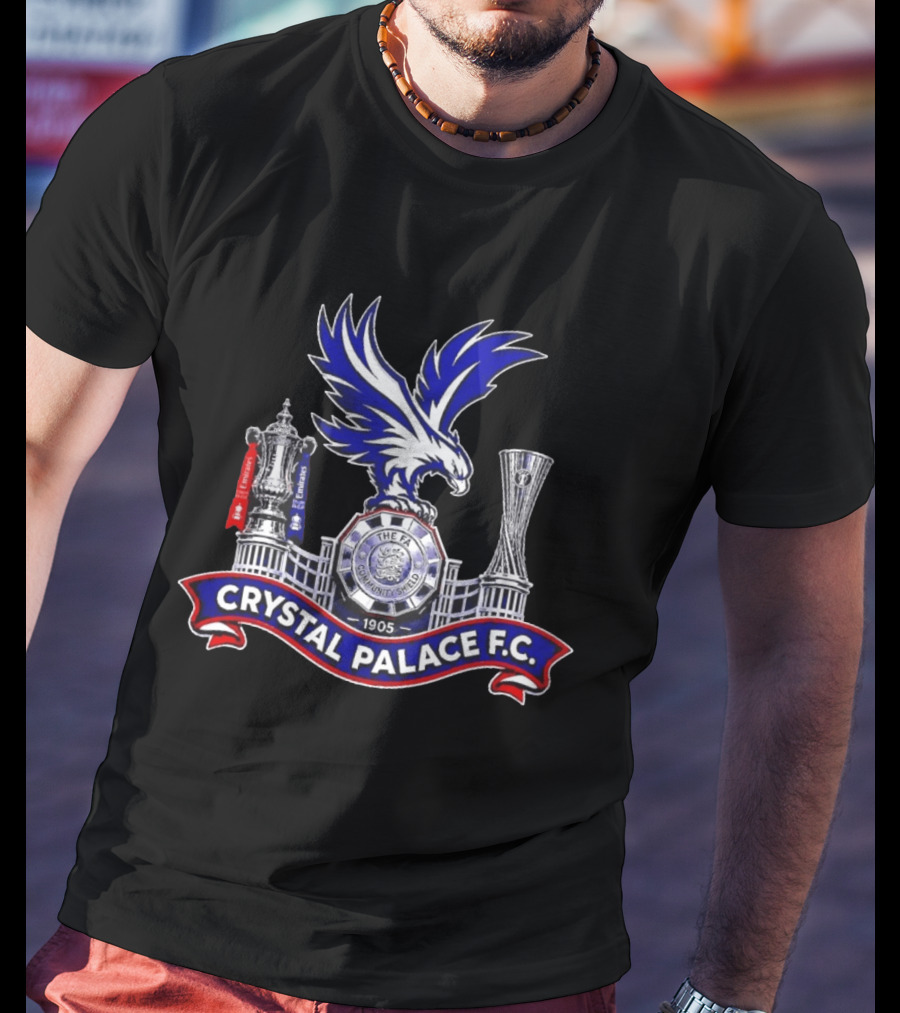 Crystal Palace FC FA Community Shield 1905 Emblem With Trophies And Eagle T-Shirt