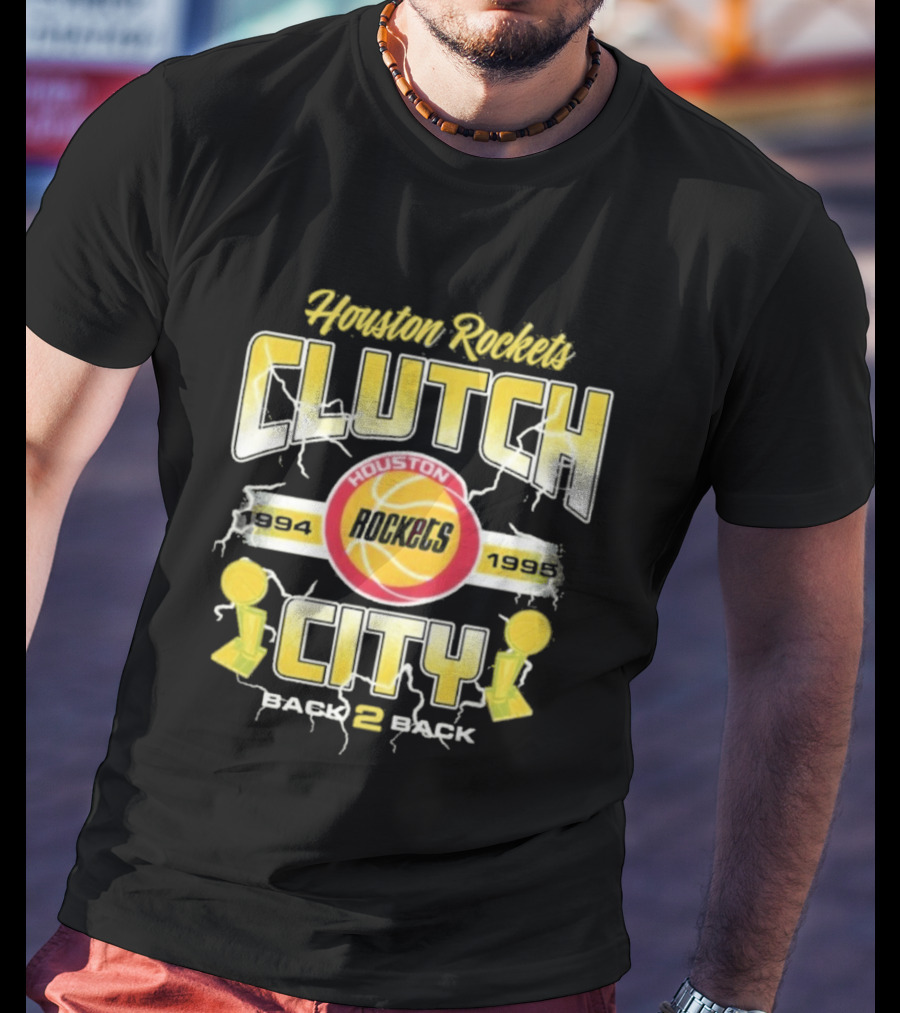 Houston Rockets Clutch City Back 2 Back 1994 1995 NBA Champs T-Shirt