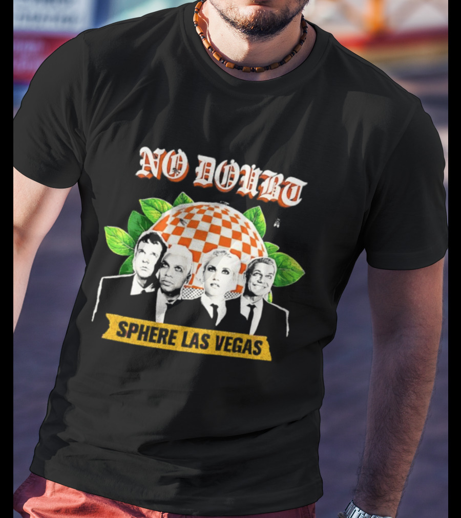 No Doubt Sphere Las Vegas Checkered Umbrella Band Members And Leaves T-Shirt
