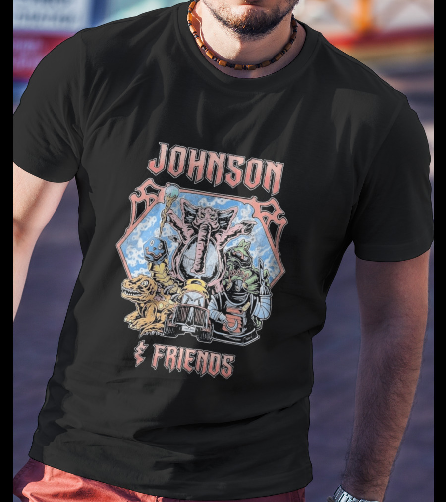 Johnson And Friends Elephant Dinosaur Robot Cartoon T-Shirt
